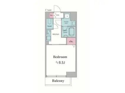 カージェ文京千石(1K/4階)の間取り写真