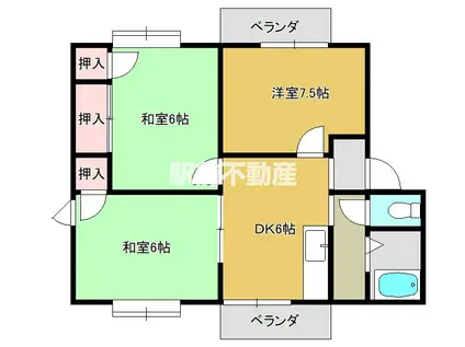黒田ハイツ(3DK/1階)の間取り写真