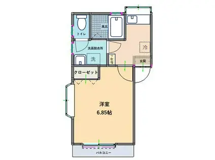 エーデルワイス(1K/2階)の間取り写真
