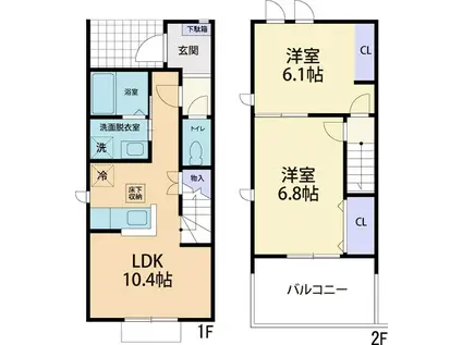 FOLIAR (2LDK/1階)の間取り写真