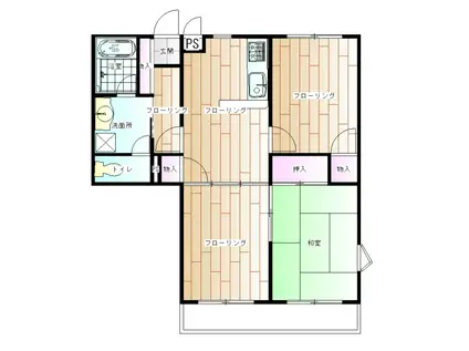 ハイメゾン橋本(3DK/1階)の間取り写真