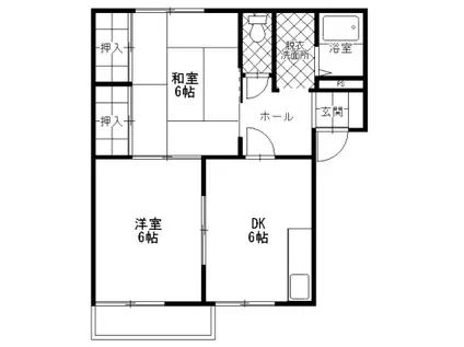 フレグランス宇東川C(2DK/1階)の間取り写真