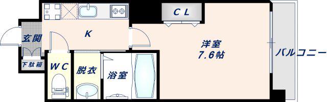 LUXE玉造II(1K/3階)の間取り写真