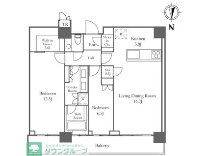 ザ・パークハウス晴海タワーズティアロレジデンス(2LDK/48階)の間取り写真