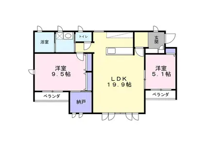 緑壱番館KATUMI(2LDK/3階)の間取り写真