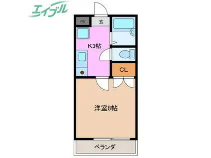 ワイズハイツ(1K/2階)の間取り写真