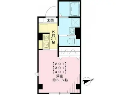 プラムニ長町(1K/3階)の間取り写真