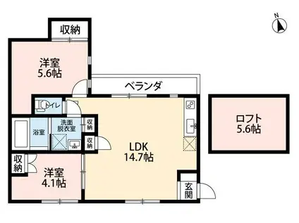 ASAGAYA(2LDK/2階)の間取り写真