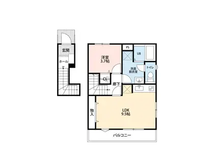 リーブルファイン松戸大金平(1LDK/2階)の間取り写真