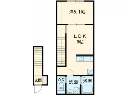 デイジー三条(1LDK/2階)の間取り写真