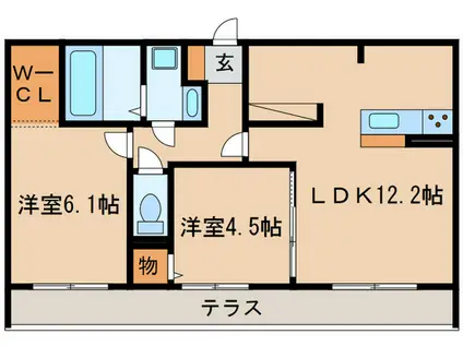 ヴィラ ウィステリア(2LDK/1階)の間取り写真