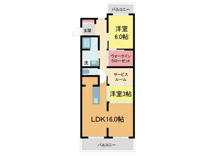ドルミ宝塚御殿山(2LDK/2階)の間取り写真