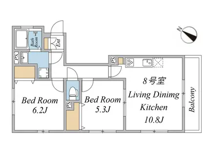 ウィンドテラス新柴又I(2LDK/1階)の間取り写真