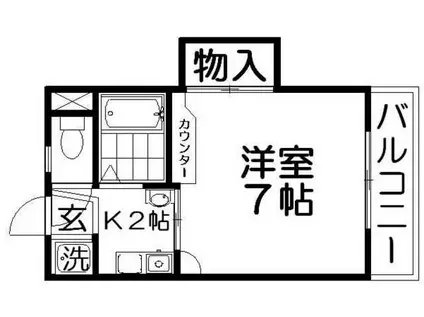 ラルゴ香里園(1K/2階)の間取り写真