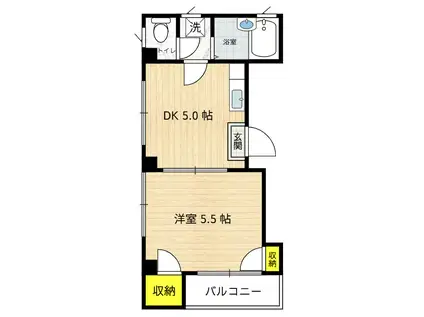 ムトウビル2(1DK/2階)の間取り写真