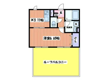 LIVEFLAT国分寺(1K/5階)の間取り写真