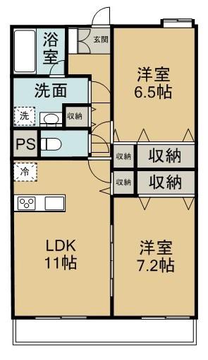 クラーロ・ティエラ(2LDK/1階)の間取り写真