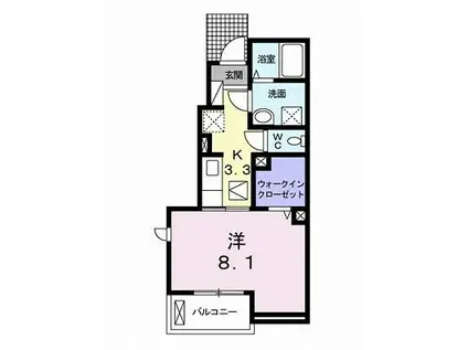 ベネディーレ V(1K/1階)の間取り写真