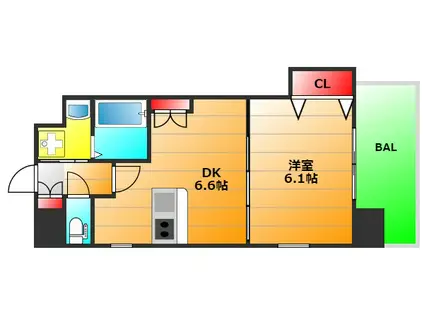 ラグゼ大正(1DK/3階)の間取り写真