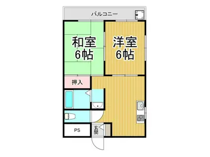 ロータリービルド西宮(2DK/1階)の間取り写真