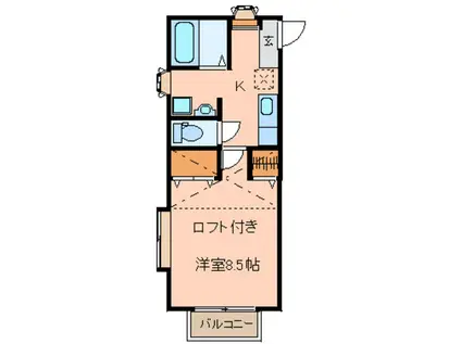 プリムヴェールIII(1K/2階)の間取り写真