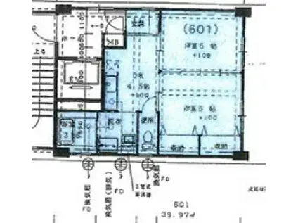 エオス竹屋町(2DK/6階)の間取り写真