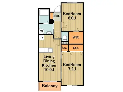 ヴィクトリア オーシャンB(2LDK/2階)の間取り写真