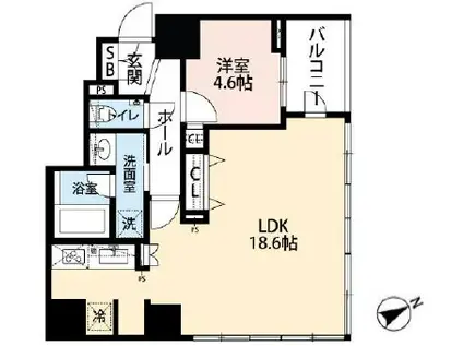 オープンレジデンシア南青山骨董通(1LDK/12階)の間取り写真