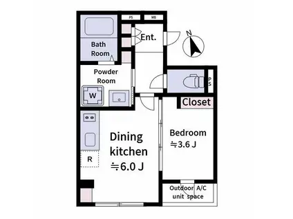 LAVIERE上中里(1DK/1階)の間取り写真