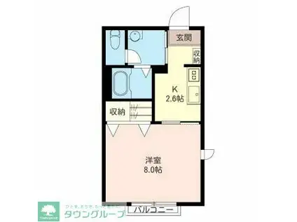 クレセント A棟(1K/1階)の間取り写真