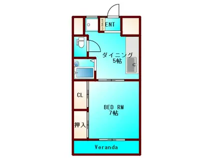 ラスターツインビル(1DK/3階)の間取り写真