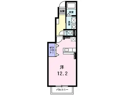 カーサモデルノ(ワンルーム/1階)の間取り写真