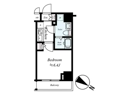 メイクスデザイン板橋本町(1K/2階)の間取り写真