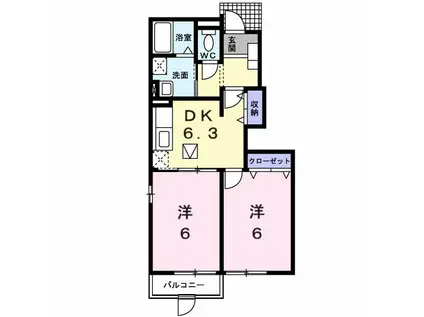 ミニョンストリートII(2DK/1階)の間取り写真