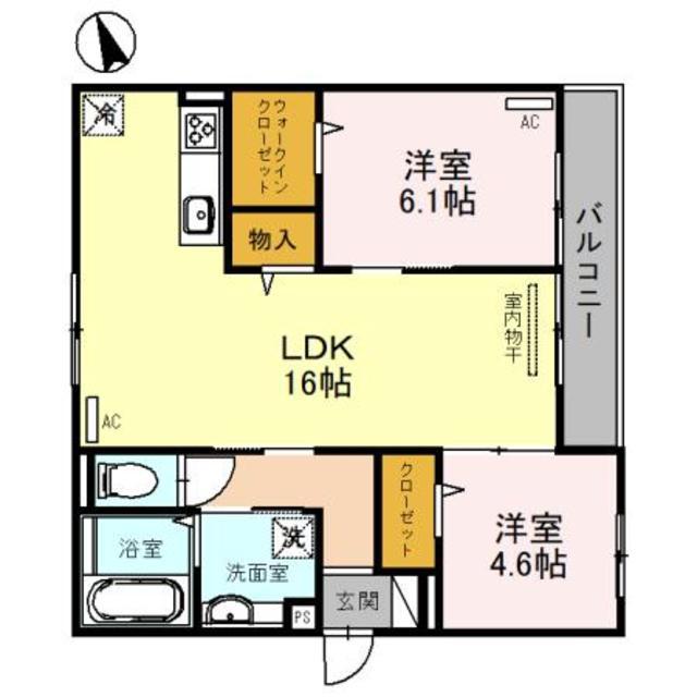 CLASHIST千躰(2LDK/1階)の間取り写真