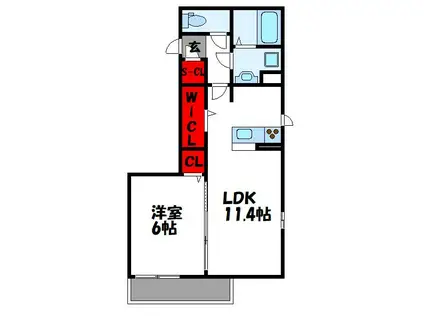 ライフガーデン上府北(1LDK/3階)の間取り写真