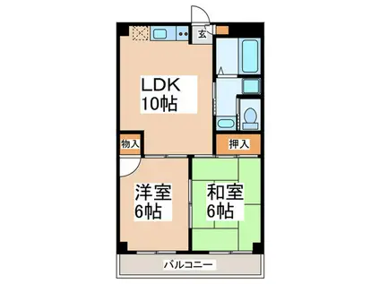 アダージョ元住吉(2LDK/2階)の間取り写真