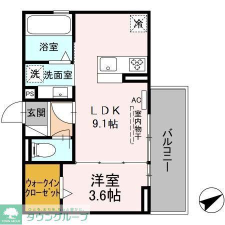 トレンタ 氷室(1LDK/3階)の間取り写真