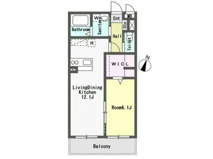 ルールドクロワール(1LDK/1階)の間取り写真