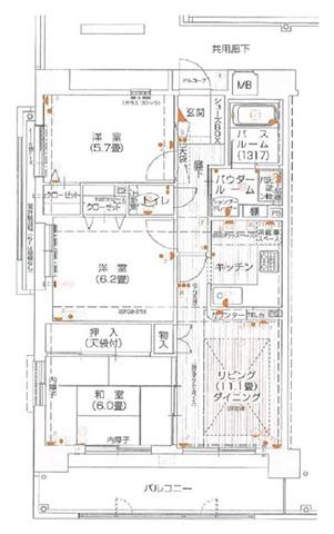 プレステージ姫路青山IV(3LDK/2階)の間取り写真