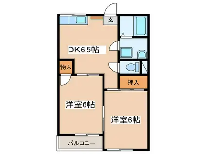 コーポ落合(2DK/2階)の間取り写真