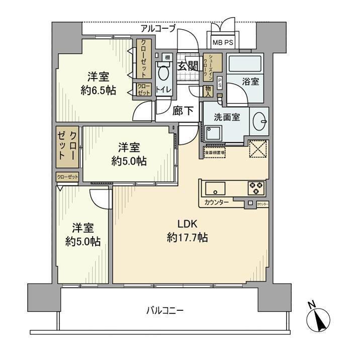 ワコーレ姫路北条口(3LDK/12階)の間取り写真