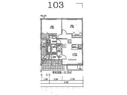 ピュールA(2LDK/1階)の間取り写真