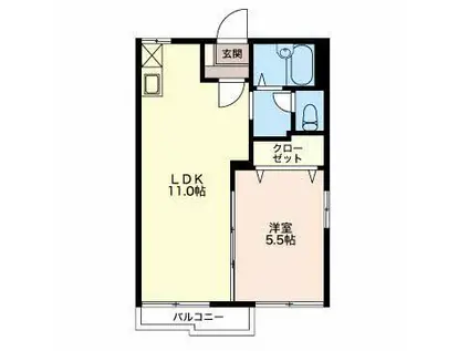 フレグランス牛川 C(1LDK/2階)の間取り写真