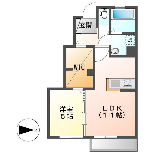 SUNBELS(1LDK/1階)の間取り写真