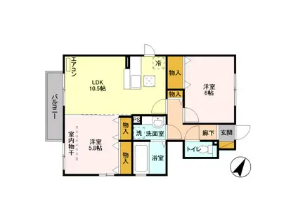 ウィンザーII(2LDK/1階)の間取り写真