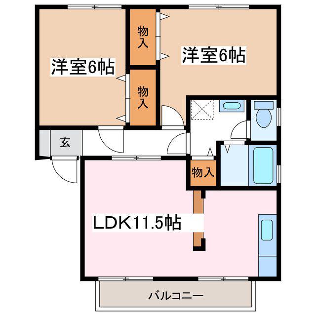 リバーサイドパレスA(2LDK/1階)の間取り写真