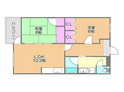 ガレリア21 II棟(2LDK/1階)の間取り写真