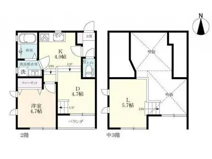 プレミアム花久保I(1LDK/1階)の間取り写真
