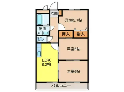 ラヴァーズペティオ(3LDK/2階)の間取り写真